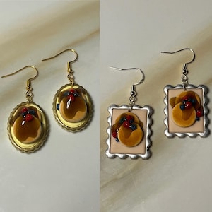 Pancake Earrings // Build Your Own // Framed // Polymer Clay Earrings // Food Earrings // Simulation Food // Jewelry