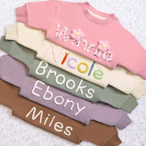 Custom Puff Name Baby Romper Sweatshirt, Personalized Bubble Baby Bodysuit, Long Sleeve Onsie With Name, Embroidered Bubble Romper Newborn