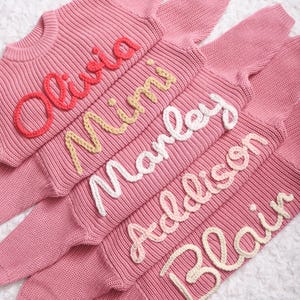 Personalized Baby Name Sweater, Custom Baby Sweater with Initial, Newborn Sweater Name, Hand-Embroidered Baby Sweater, First Birthday Outfit