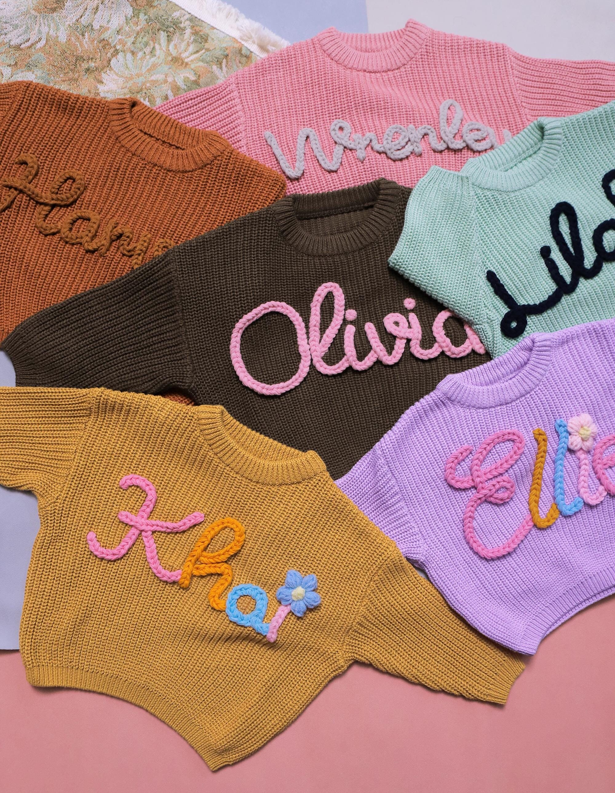 Custom Baby Name Sweater, Personalized Baby Sweater, Cute Newborn Sweater, Knit Sweater Toddler, Embroidered Baby Gifts, Baby Christmas Gift