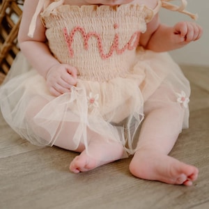 Custom Baby Name Tutu Dress, Embroidered Romper with Name, First Birthday Outfit, Personalized Baby Dress, 1st Birthday Gift, ONE Tutu Baby