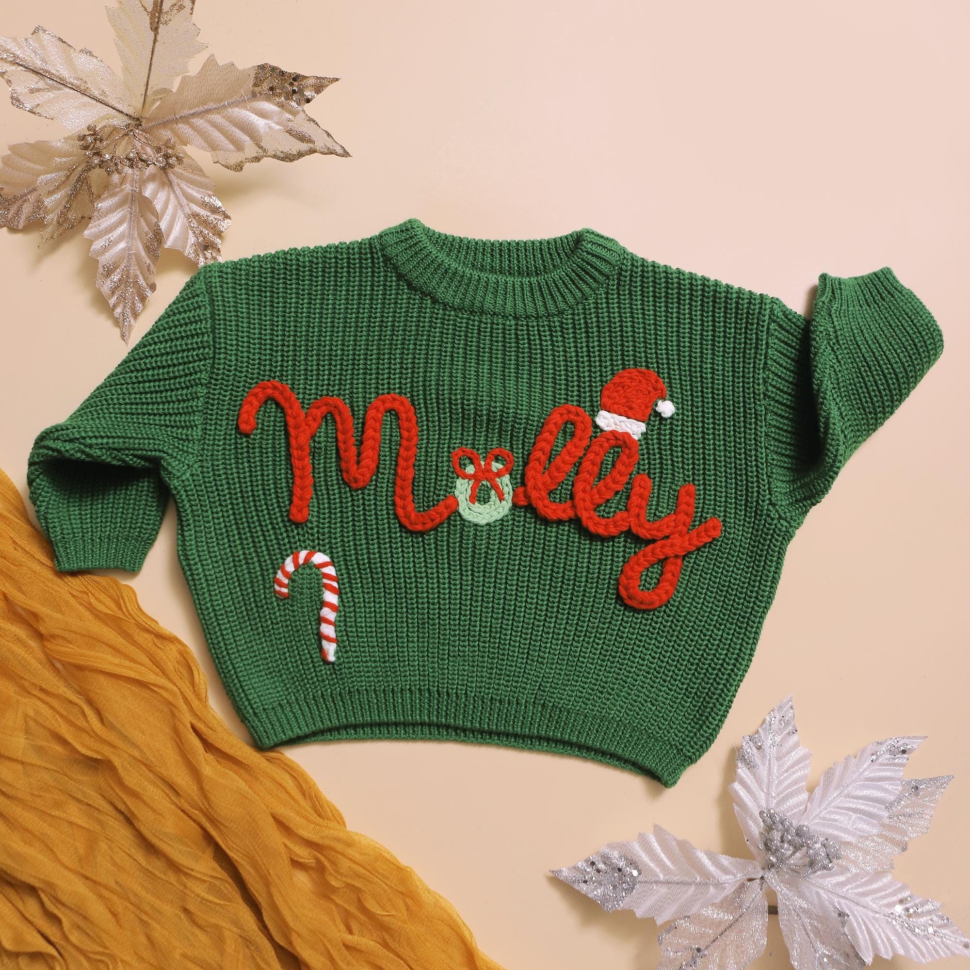 Custom Christmas Sweater, Embroidered Baby Name Sweater, Personalized Holiday Sweatshirt, Newborn 1st Christmas Gift, First Christmas Outfit