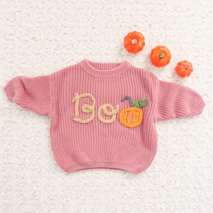 Custom Baby Name Sweater, Baby Halloween Outfit, Baby 1st Halloween Sweater, Spooky Sweater for Kids, Toddler Halloween Knit Name Sweater