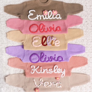 Personalized Chunky Baby Sweater, Baby Knit Sweater Embroidered, Name Stitched Sweaters, Baby Sweaters Monogram, Custom Baby Birthday Gifts
