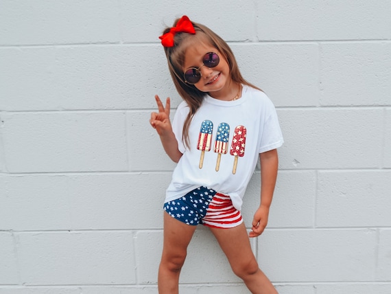 Kid USA Shirt Child 4th of July Top Fourth of July for Kid Patriotic Shirt Kid 4th of July Cute America Popsicle Toddler Top Matching Kids