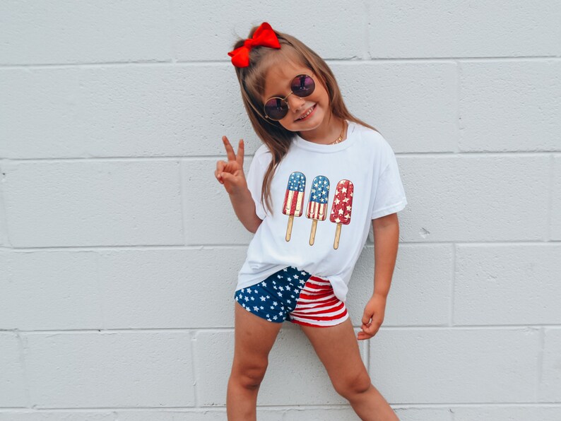 Kid USA Shirt Child 4th of July Top Fourth of July for Kid Patriotic Shirt Kid 4th of July Cute America Popsicle Toddler Top Matching Kids