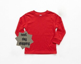 4. Juli Großhandel Gildan Red Langarm Jugend Sublimation Plain T-Shirt Kid Shirt Blank Junge Mädchen DIY Verkauf Räumung Versand am nächsten Tag