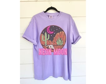 Koszulka Neon Moon, letnia, na festiwal muzyki country, koszulka koncertowa, kowbojka, pustynia, Arizona, plaża, rodeo, studentka, prezent, wygodne kolory