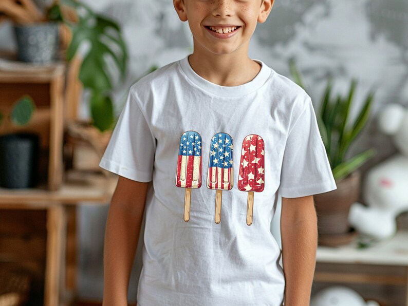 Kid USA Shirt Child 4th of July Top Fourth of July for Kid Patriotic Shirt Kid 4th of July Cute America Popsicle Toddler Top Matching Kids