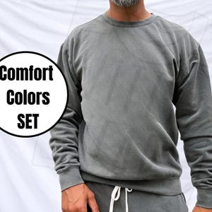 Comfort Colors SET Sweatpants with pockets Lightweight Woman Sweatshirt Men Baggy Unisex Cotton Tapered Soft lounge Gym Casual Travel Jogger