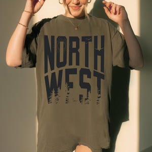 Northwest T Shirt Trendy Nature Trees Birds Outdoorsy PNW Gift Top Pacific Northwest Tee Washington State Oregon Idaho Pepper Two Tone