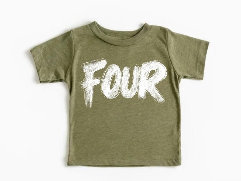 Four Year Old Birthday Boy T Shirt Girl Top 4 Year Old Outfit Sage Green Gift Natural Gift idea Personalized Nephew School Tee Pre School
