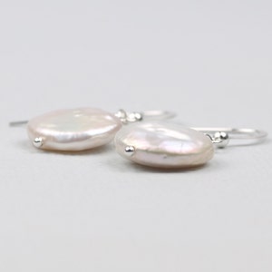 White Coin Pearl Earrings, Wedding Jewelry, Wedding Earrings, Bridesmaid Jewelry image 2