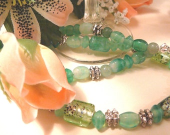 Fresh Mint, Green Glass Necklace