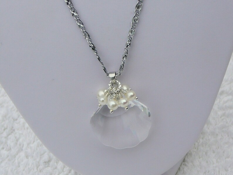 Swarovski Crystal Pendant With A Cluster Of Freshwater Pearls Necklace image 3