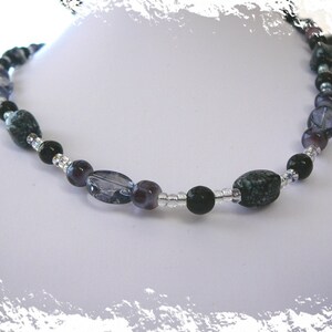 Glass Beads In Black, Mauve And White Necklace Pit Stop image 4