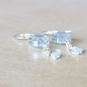 Pastel Blue Flower Dangle Earrings image 2