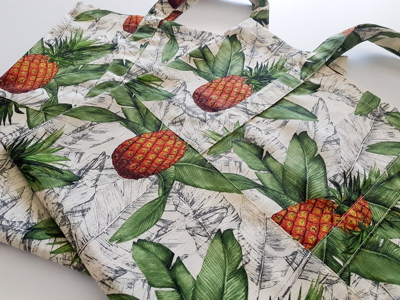 Pineapple Tote, Travel Tote, Handmade Tote, Canvas Tote Bag, Shopping Bag, Library Bag image 1