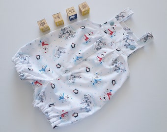 Animal Snow Theme Romper Overalls, Toddler and Baby Romper, Polar Bear, Fox and Penguin Romper, Unisex Romper