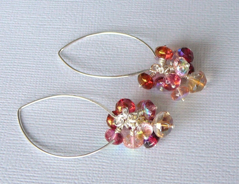 Red And Golden Shades Czech Glass Earrings Summer Fun image 3