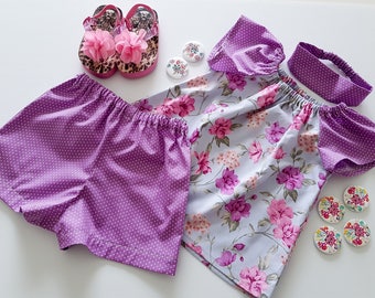 Girls Shorts And Top Set, Girls Clothing, Toddler Clothes, Purple Girls Clothes, Shorts And Top