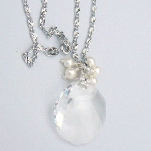 Swarovski Crystal Pendant With A Cluster Of Freshwater Pearls Necklace image 1