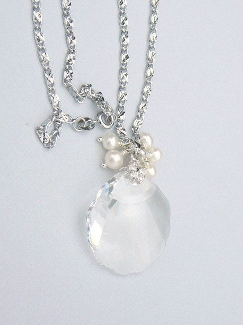 Swarovski Crystal Pendant With A Cluster Of Freshwater Pearls Necklace image 1