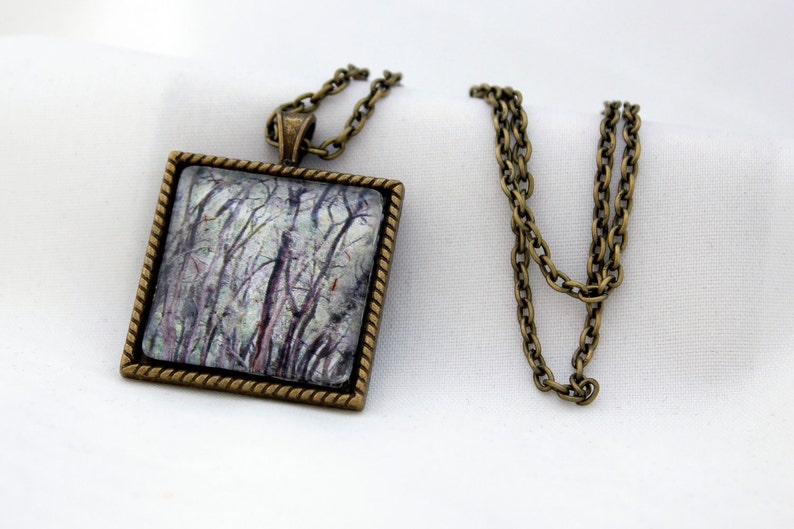 Out In The Woods Pendant, Antiqued Brass, Photography, Necklace, Photo Jewelry image 2