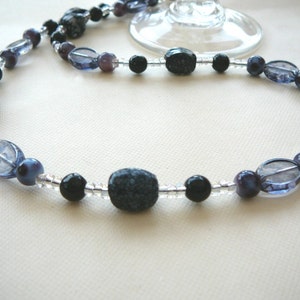 Glass Beads In Black, Mauve And White Necklace Pit Stop image 1