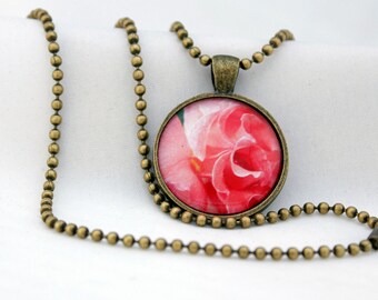 Flower Pendant, Antiqued Brass, Photography, Necklace, Photo Jewelry