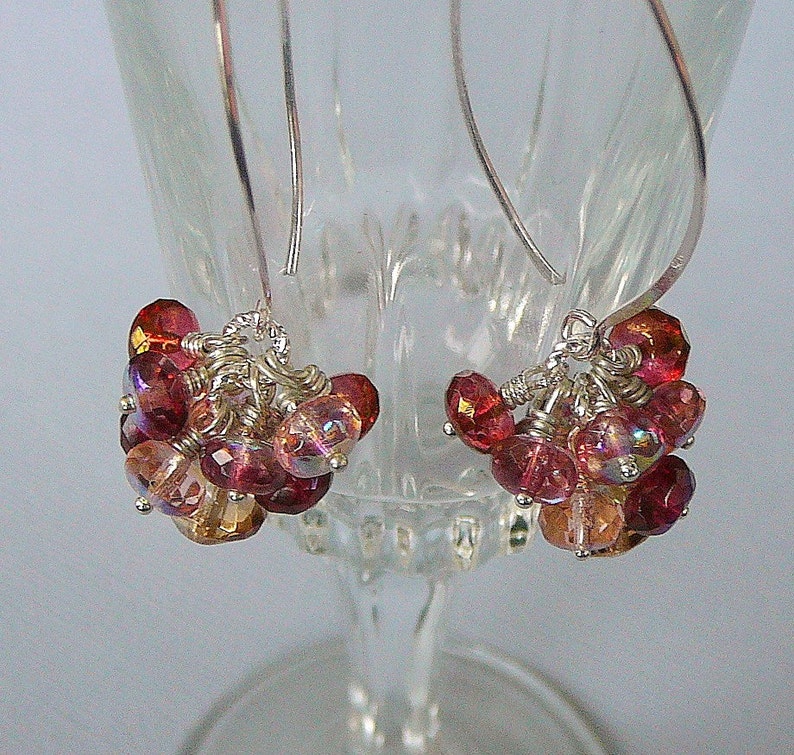 Red And Golden Shades Czech Glass Earrings Summer Fun image 4