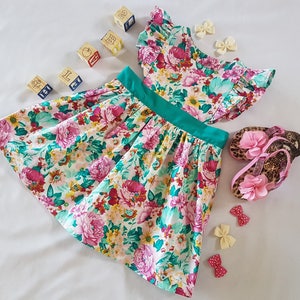Toddler Pinafore Dress, Girls Floral Pinafore Dress, Pink Pinafore Dress