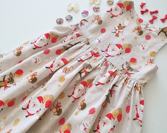 Christmas Girls Dress, Holiday Dress, Christmas Dress, Father Christmas Dress