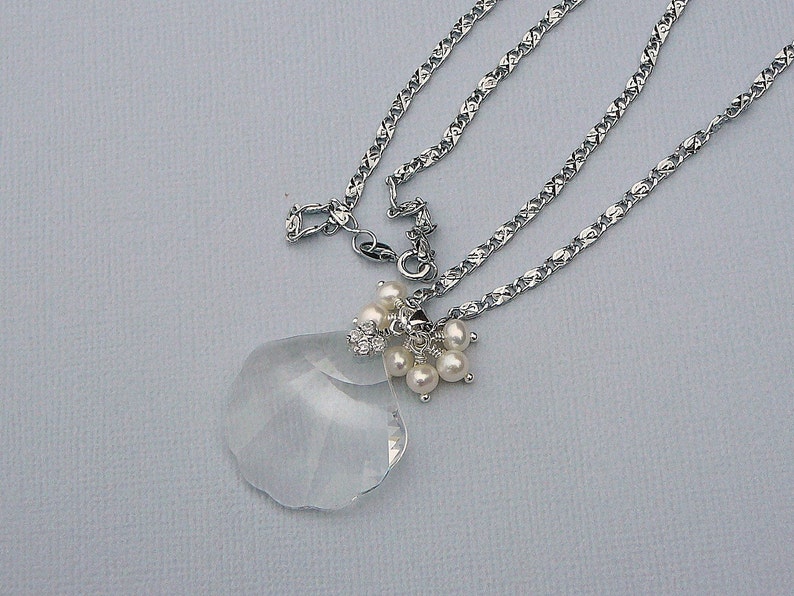 Swarovski Crystal Pendant With A Cluster Of Freshwater Pearls Necklace image 2