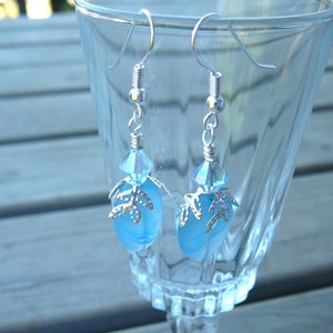 Pastel Blue Czech Glass With Swarovski Crystal Earrings image 4