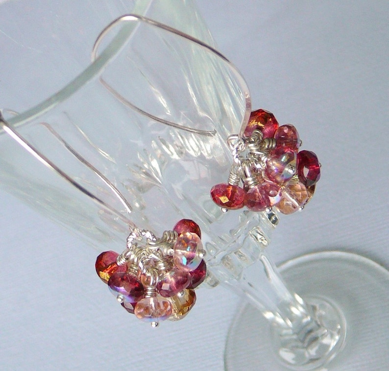 Red And Golden Shades Czech Glass Earrings Summer Fun image 2