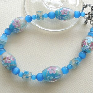 Glacier Blue Flower Lampwork Bracelet image 2