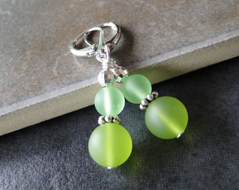 Green sea glass earrings - a creation for all seasons