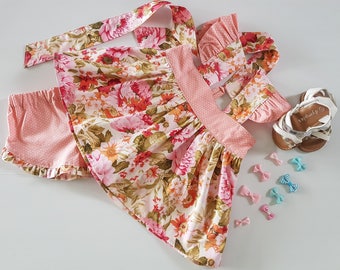 Pink Floral Top And Shorts, Pink Polka Dots, Girls Short And Top Set, Pink Toddler Shorts And Pink Toddler Top