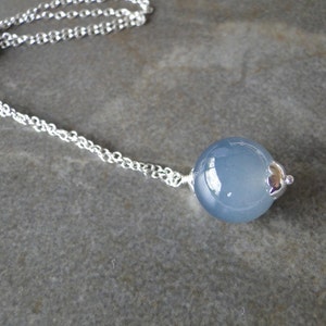 Smokey Grey Glass Bead On Sterling Silver Chain image 2