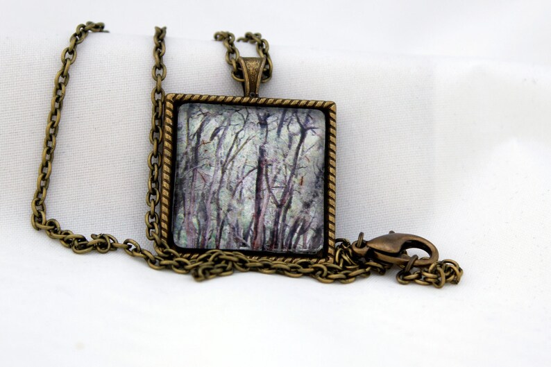 Out In The Woods Pendant, Antiqued Brass, Photography, Necklace, Photo Jewelry image 3