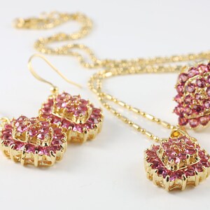 Pink Vintage Necklace, Earrings And Ring Set, Costume Jewelry image 4
