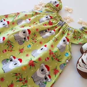 Girls Summer Top, Toddler Christmas Top, Baby Christmas Top, Christmas Koalas, Australian Christmas Top image 1