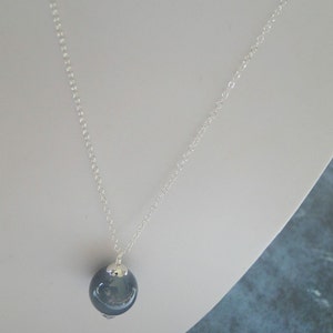 Smokey Grey Glass Bead On Sterling Silver Chain image 4