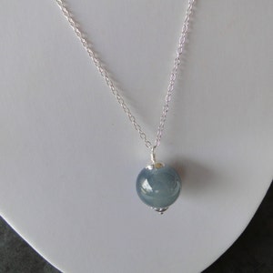 Smokey Grey Glass Bead On Sterling Silver Chain image 5
