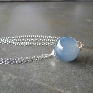 Smokey Grey Glass Bead On Sterling Silver Chain image 1