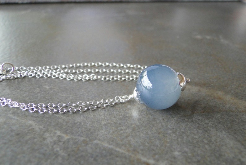 Smokey Grey Glass Bead On Sterling Silver Chain image 1