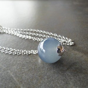 Smokey Grey Glass Bead On Sterling Silver Chain image 3