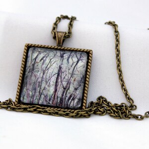 Out In The Woods Pendant, Antiqued Brass, Photography, Necklace, Photo Jewelry image 1