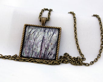 Out In The Woods Pendant, Antiqued Brass, Photography, Necklace, Photo Jewelry